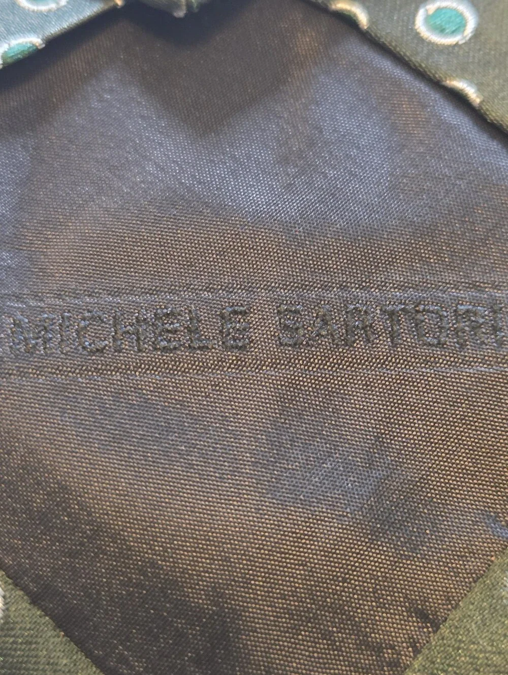 Michele Sartori Green Polka Dot Silk Tie #196
